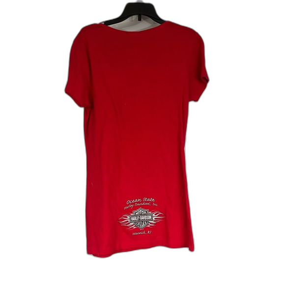 Harley Davidson 2011 Criss Cross Red Tee Shirt Size Medium “Ocean State” - Picture 4 of 7